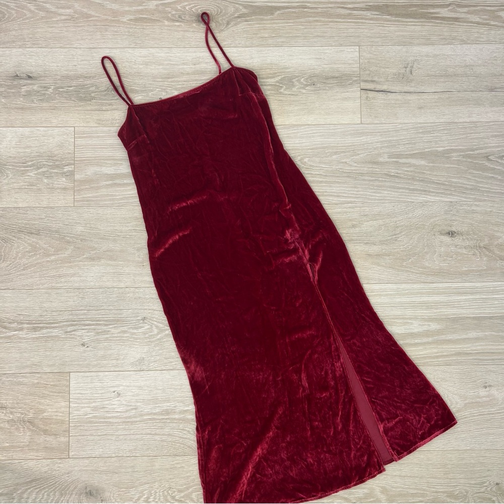 Reformation Red Velvet Ariana Midi Dress
